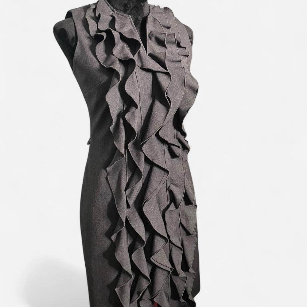 Calvin Klein grey ruffle dress